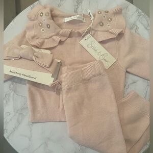 Stitch & Bear Pink Baby Outfit with Headband